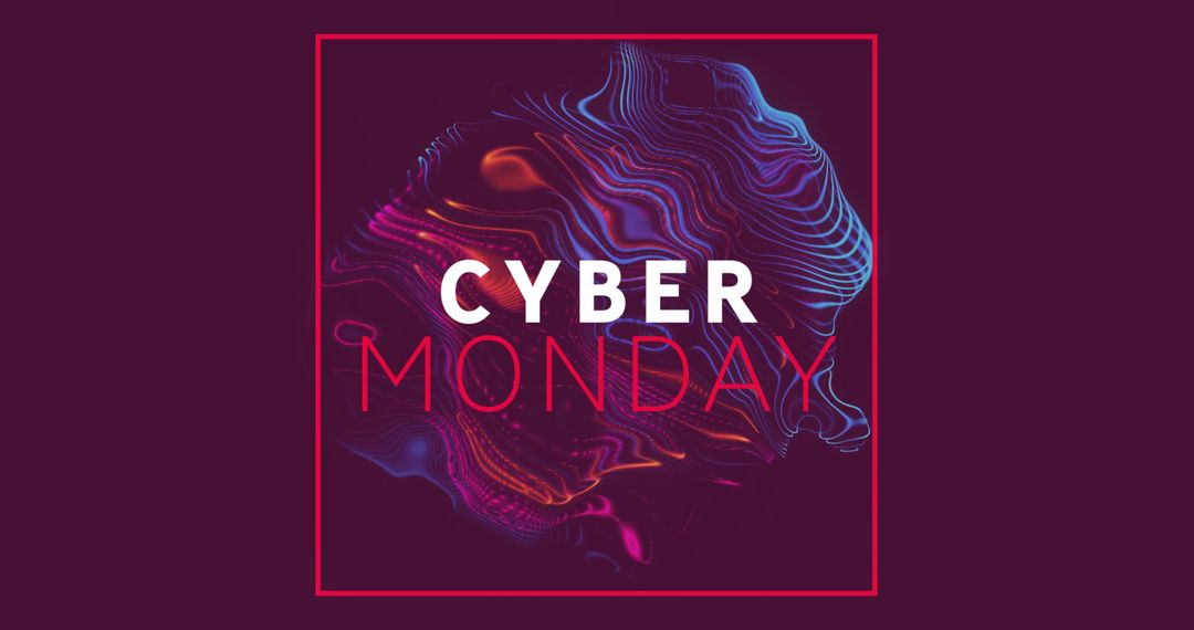 Cyber Monday Neon Wave Banner Futuristic Abstract Digital Flow Typographic Sale