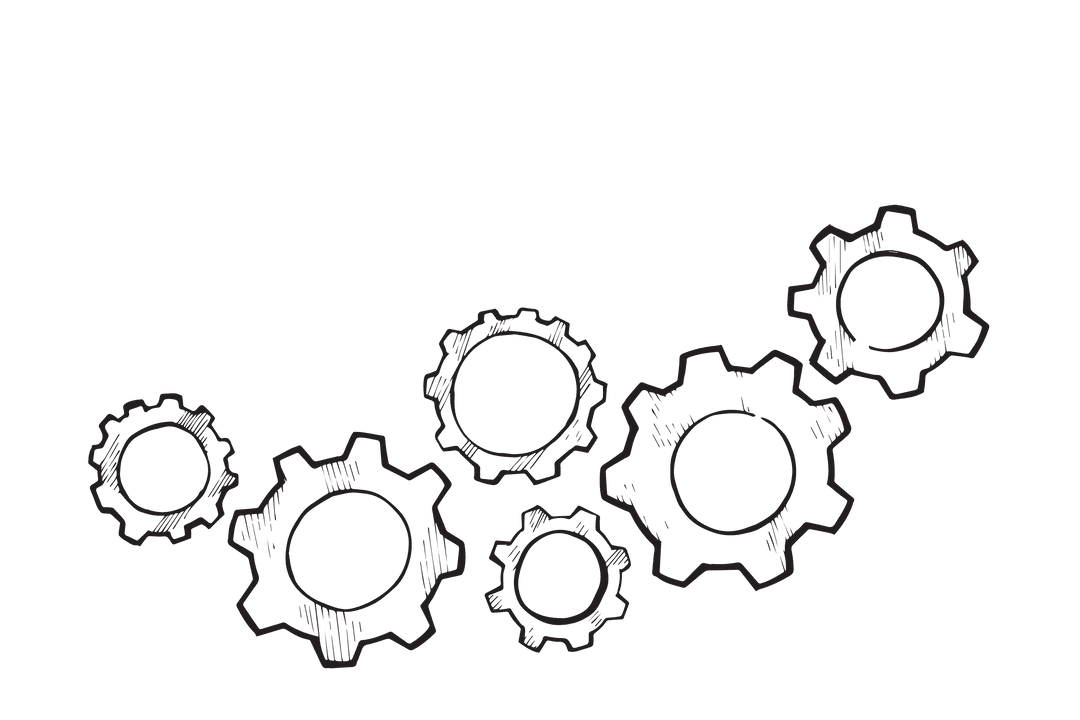 Transparent Cog Wheels Illustration for Industry and Workflow Design