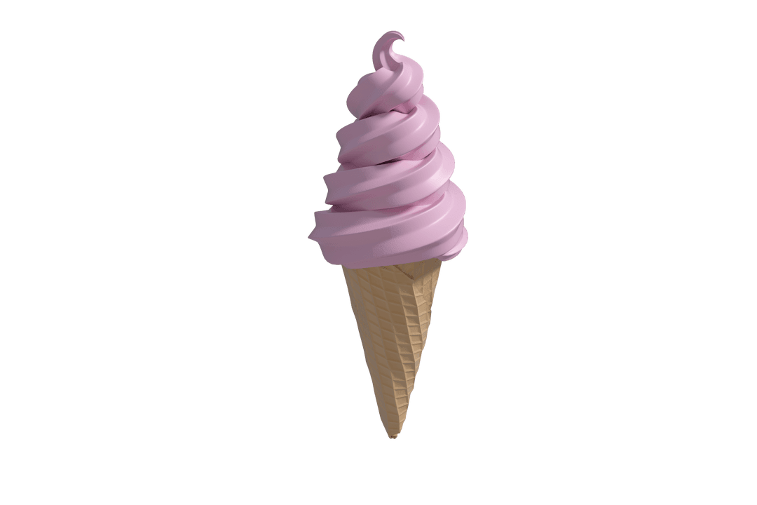 Digital Illustration of Pink Ice Cream on Transparent Background