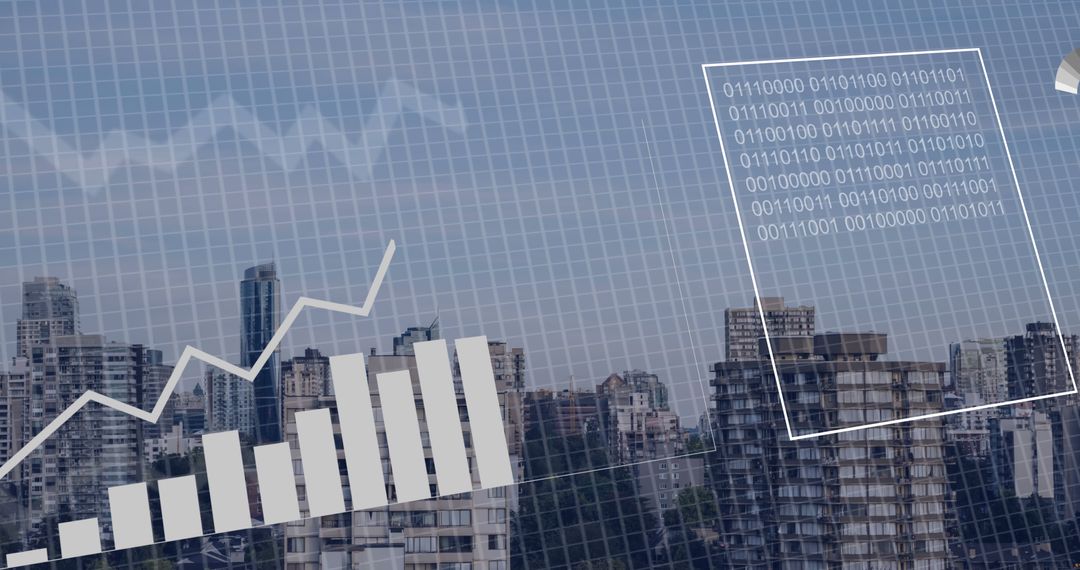 Graph Overlaid on Cityscape Representing Business Growth and Technology - Free Images, Stock Photos and Pictures on Pikwizard.com