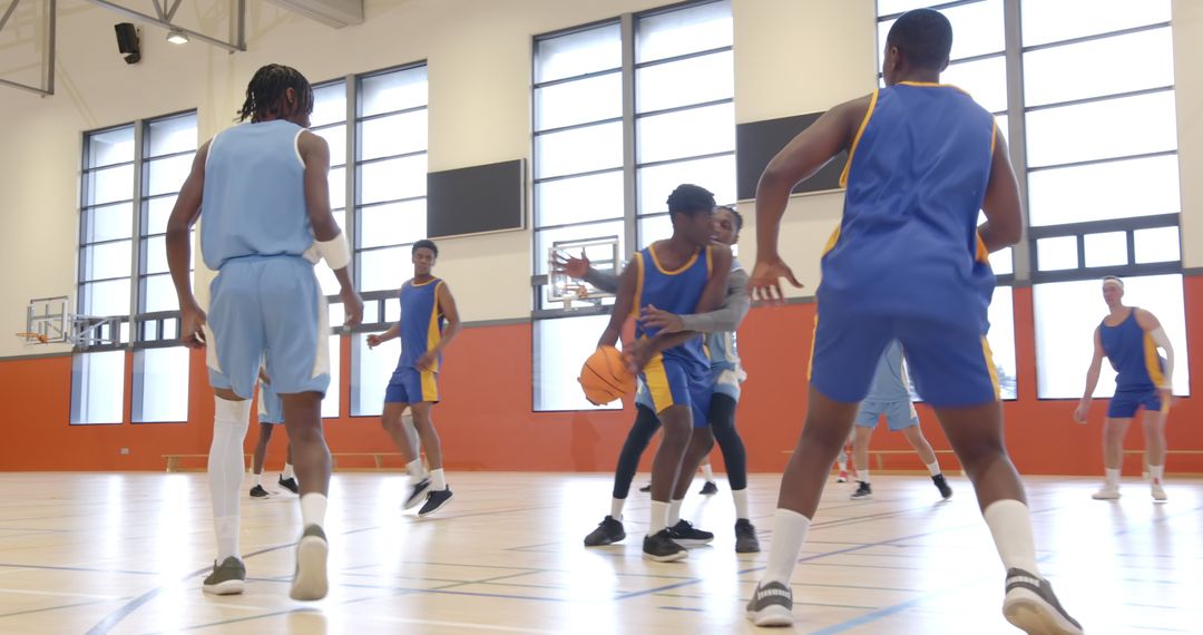 Intense Basketball Game with Energetic Players