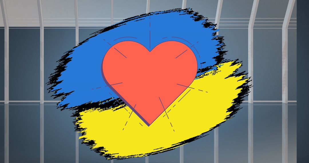 Heart with Ukraine Colors Symbolizing Support and Solidarity