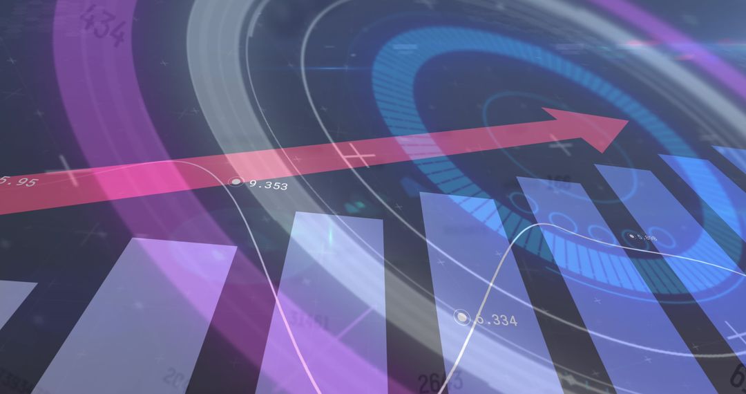 Rising arrow with digital interface and data analysis