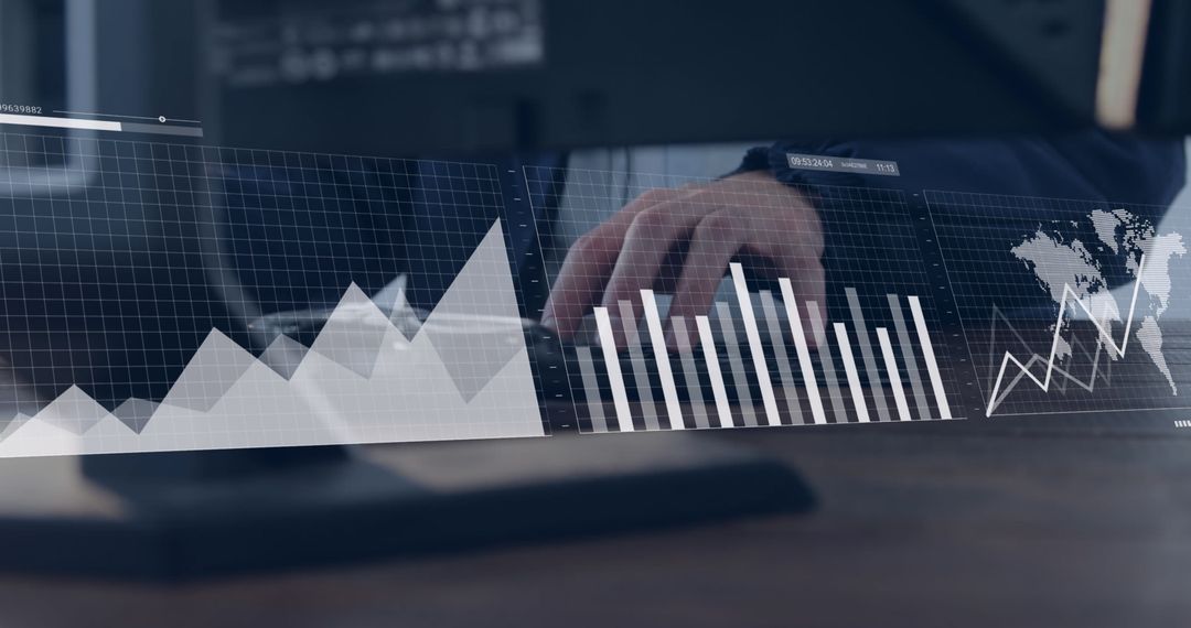 Businessperson Analyzing Financial Graphs on Screen