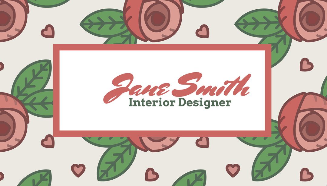 Floral Designer Business Card Template with Elegant Roses