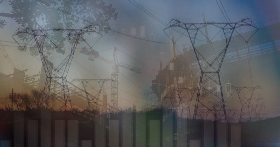 Digital Overlay on Power Pylons Representing Energy Data