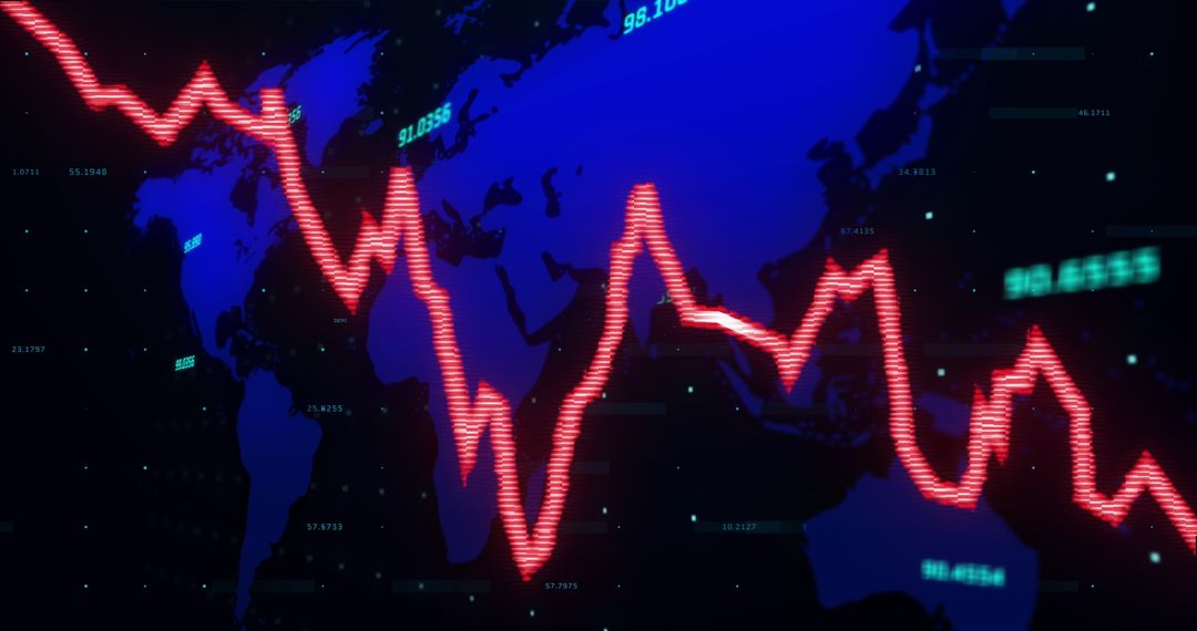 Dynamic Global Market Trends Over World Map Visualization
