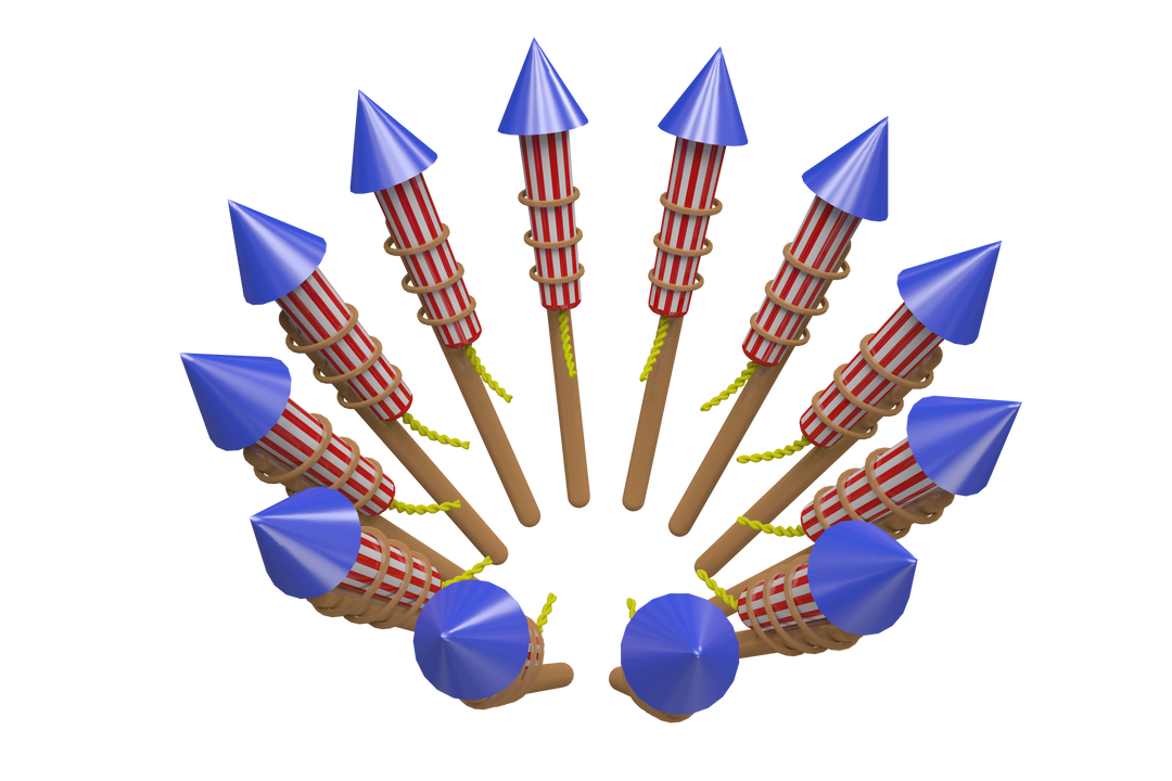 Transparent Circle of Colorful Firework Rockets Isolated on White Background - Download Free Stock Images Pikwizard.com