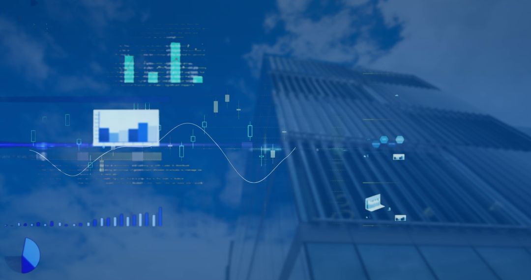 Digital Data Analytics with Skyscraper Backdrop - Free Images, Stock Photos and Pictures on Pikwizard.com