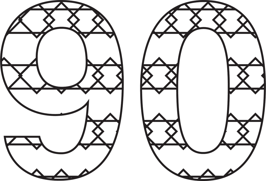 Patterned Transparent Number 90 Digital Illustration