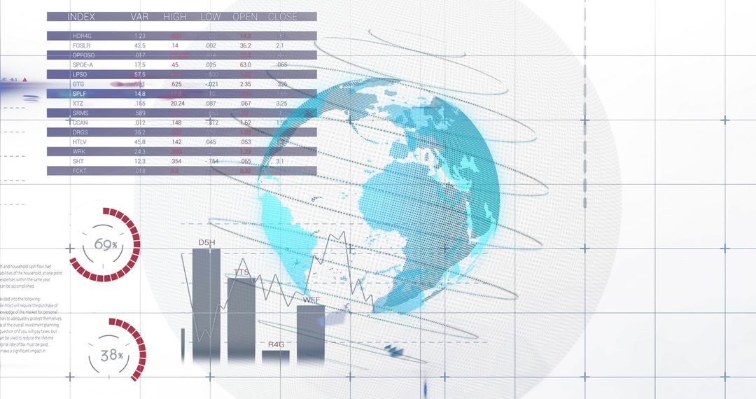 Global Business Finances and Data Processing Concept