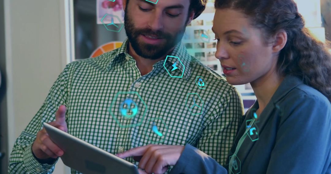 Ecology in Business Concept with Colleagues Using Tablet