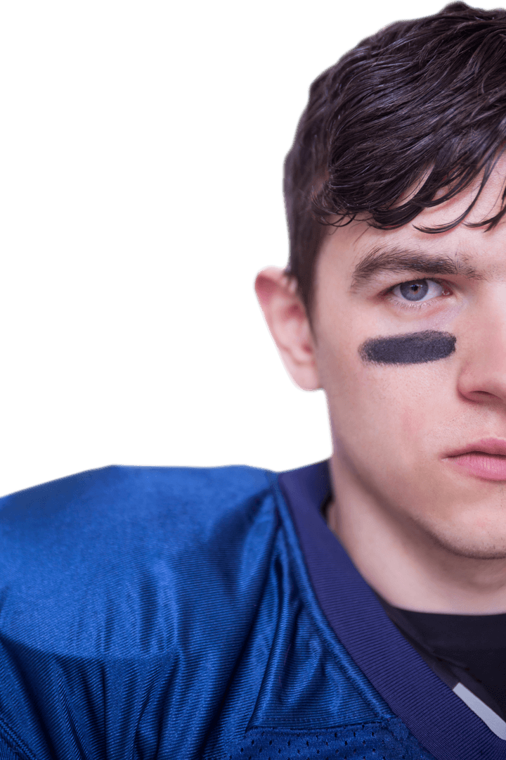 Transparent Confident American Football Player Focused on Game