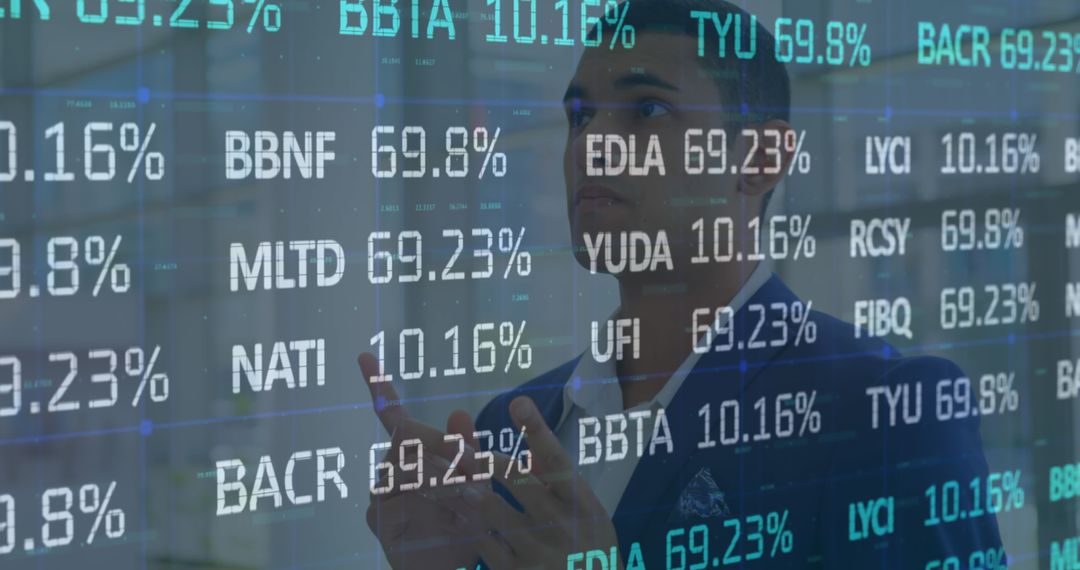 Businessman Analyzing Financial Stock Data Overlay