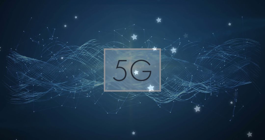 5G Technology Concept With Digital Waveforms and Stars