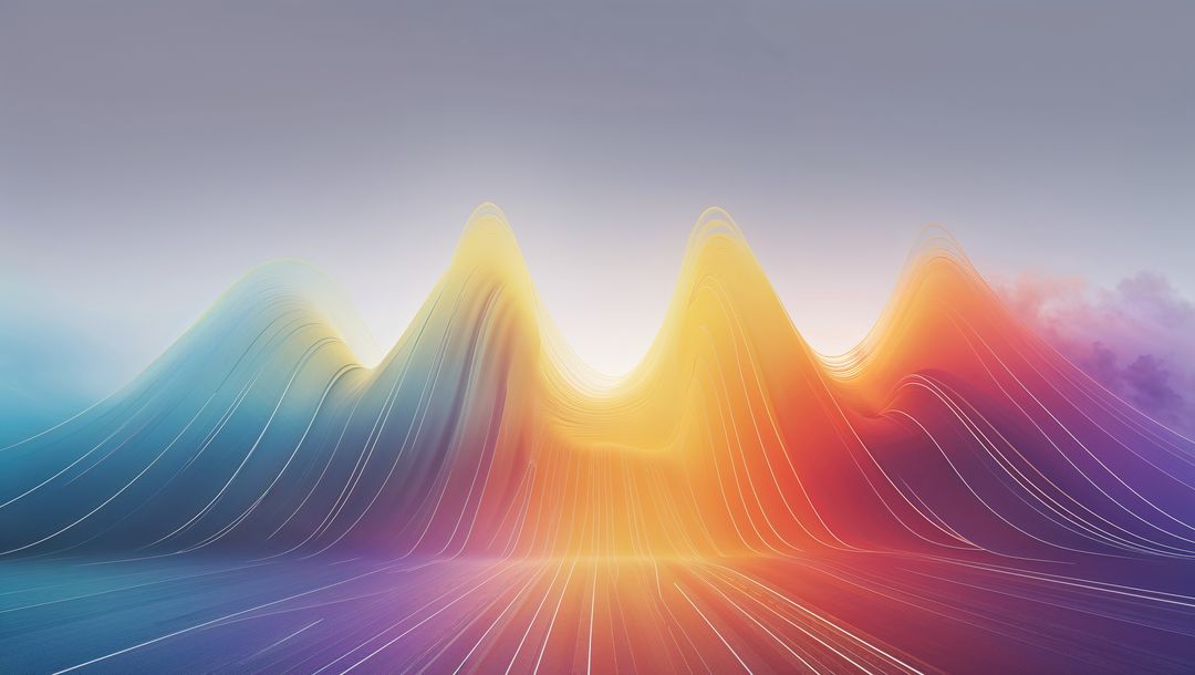 Vibrant Wavy Peaks in Digital Landscape with Contours