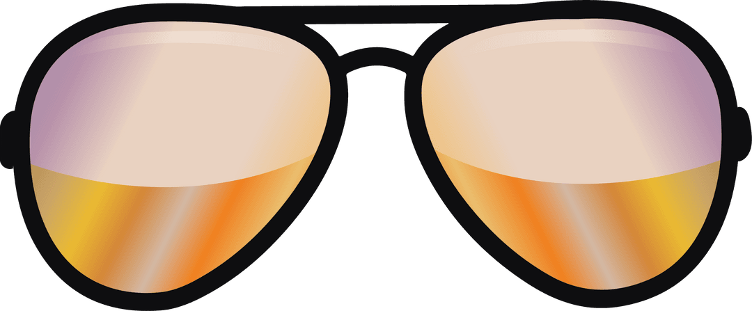 Aviator Sunglasses with Gradient Lenses on Transparent Background