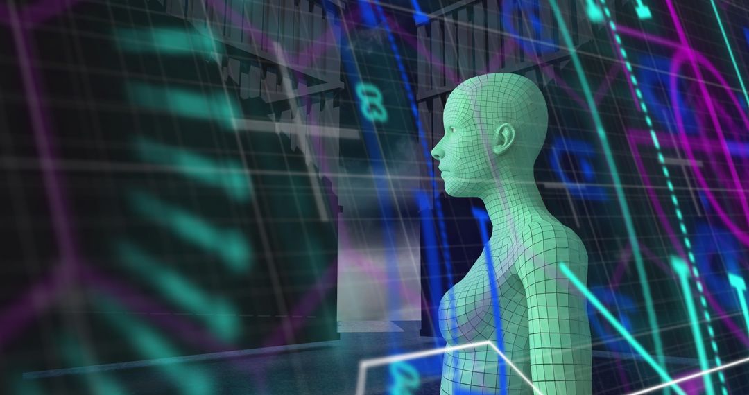 Digital Interface with Futuristic Human Avatar