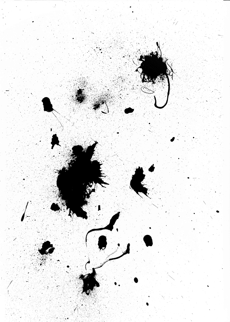 Creative Black Ink Splashes on Transparent Background