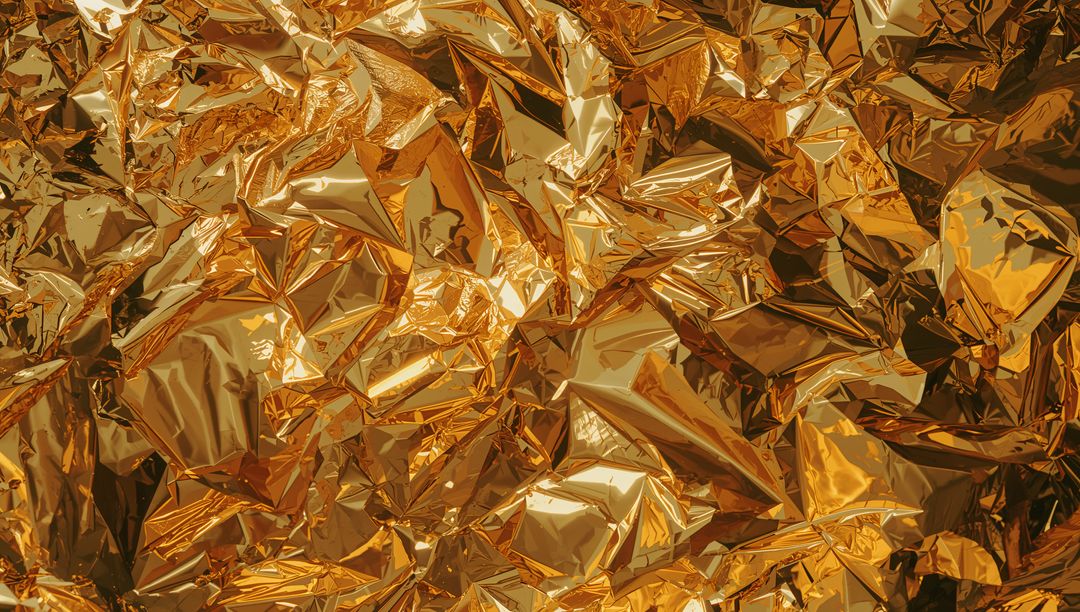 Shiny Crumpled Gold Foil Creating Abstract Texture