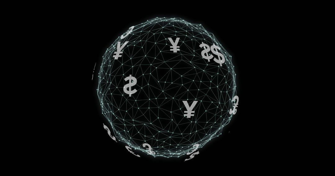 Global Network of Currency Symbols on Digital Sphere