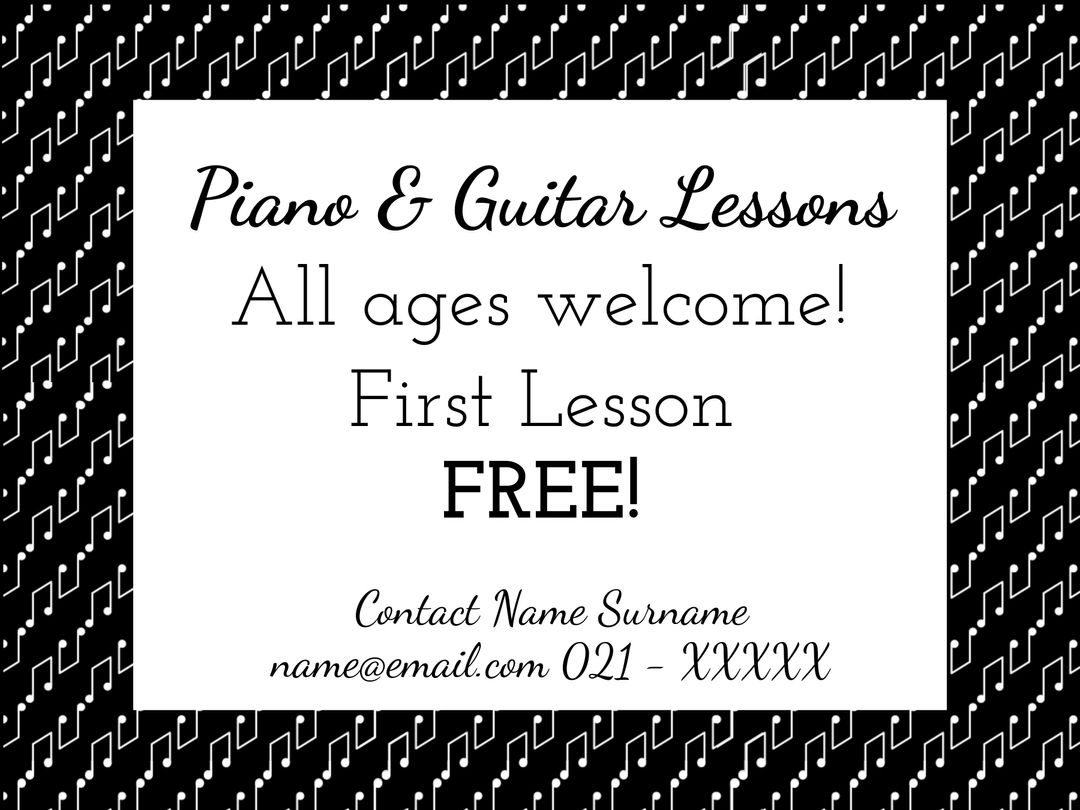 Free Piano and Guitar Lessons Promotion for All Ages