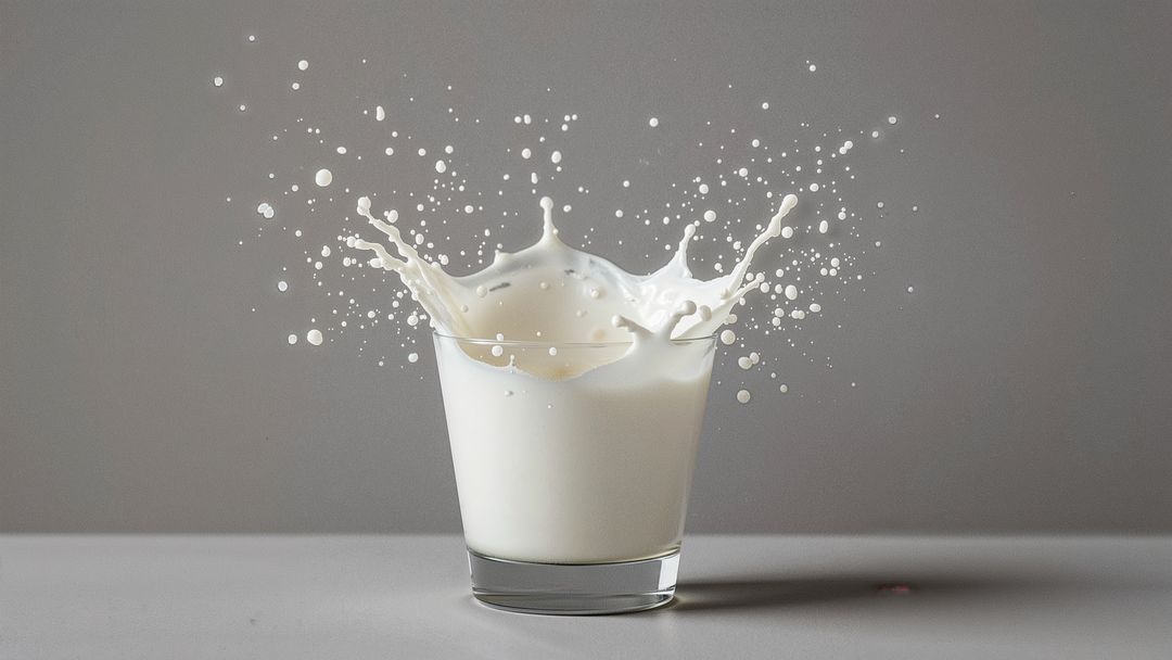 Milk Splattering Elegantly into Glass on Gray Surface