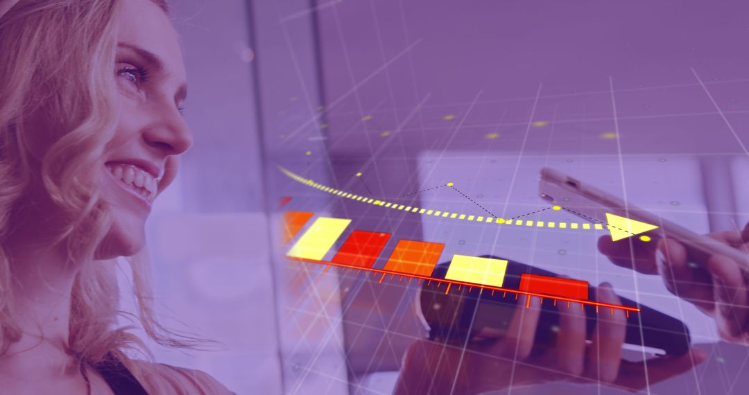Contactless Payment Technology Concept with Graphs Overlay