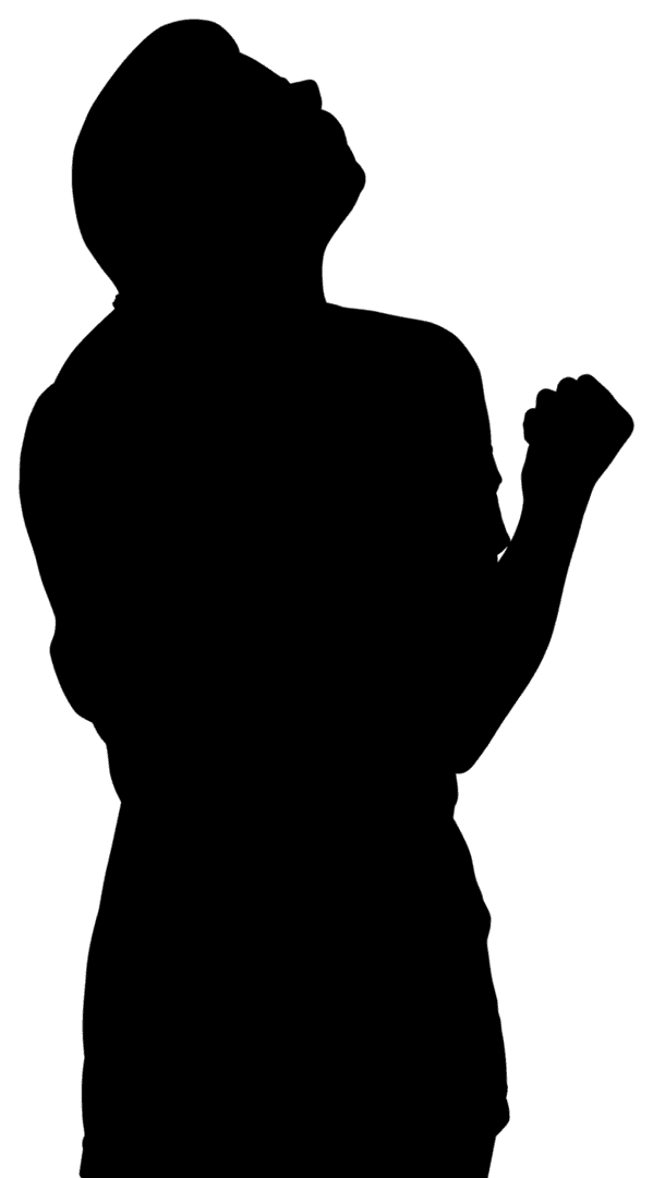 Silhouette of Woman Looking Up on Transparent Background