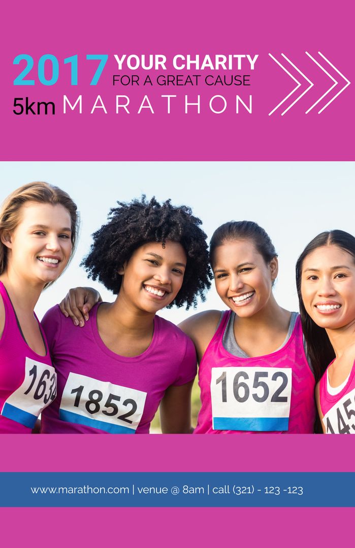 Diverse Group of Smiling Runners Promoting Charity 5km Marathon Event - Download Free Stock Templates Pikwizard.com