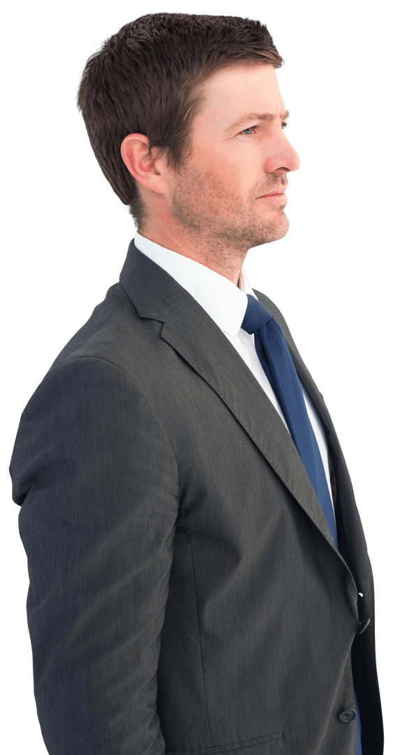 Transparent Businessman in Formal Suit Looking Forward