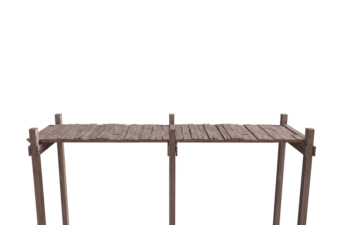 Rustic Wooden Pier Over Transparent Background Isolated