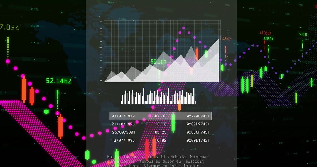 Dynamic Stock Market Chart Overlay with Financial Data Visuals