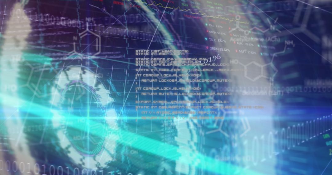 Futuristic Digital Interface Displaying Code and Data