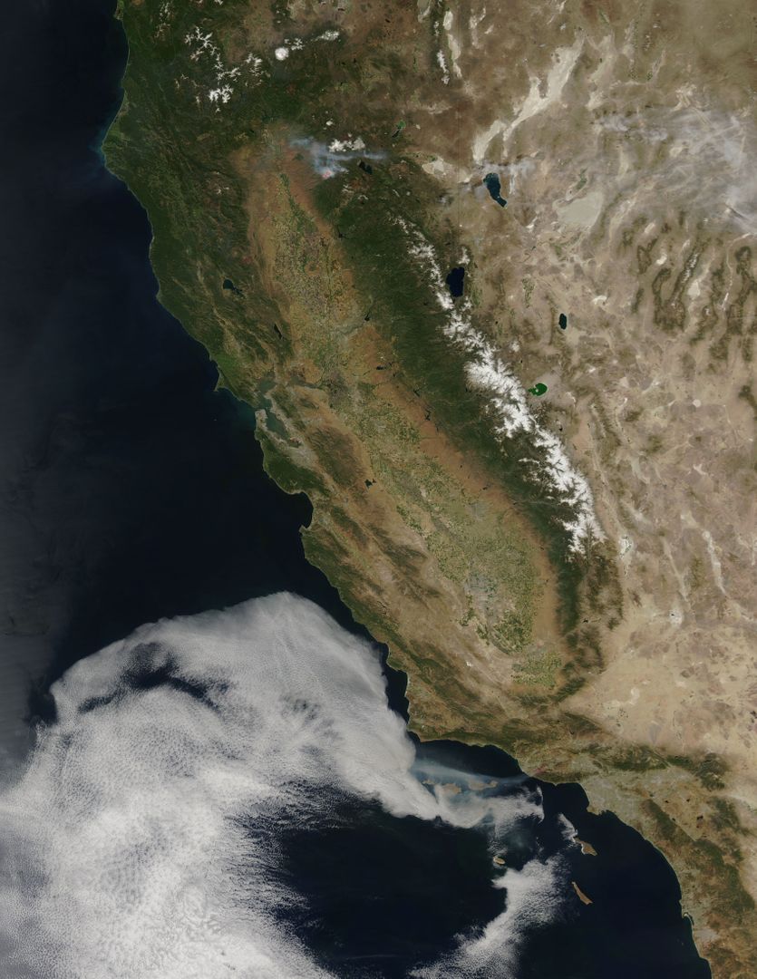 California Coastal Regions from Space with Active Fire Area Outlined, May 2013 - Free Images, Stock Photos and Pictures on Pikwizard.com