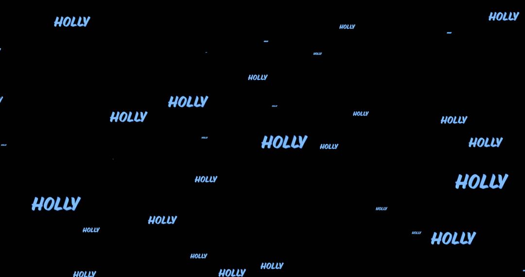 Repeating Holly Text on Black Background Christmas Celebration