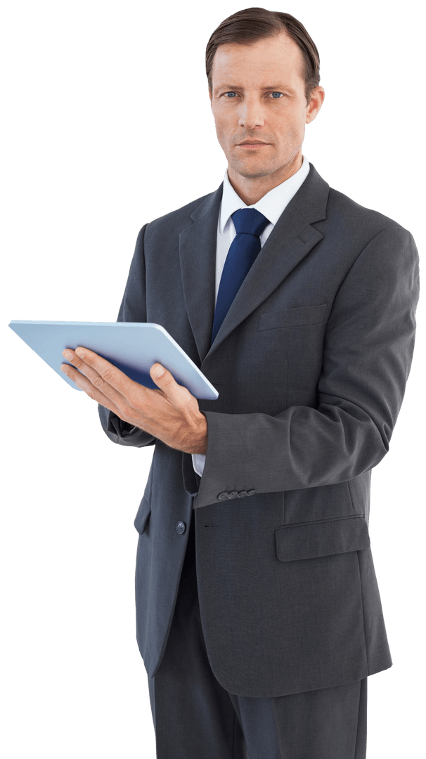 Transparent Confident Business Professional with Tablet