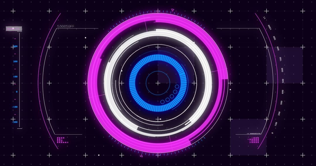 Abstract Futuristic Digital Interface with Neon Circles