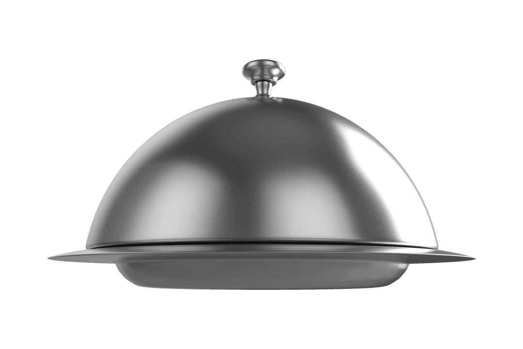 Silver Metal Cloche on Transparent Background