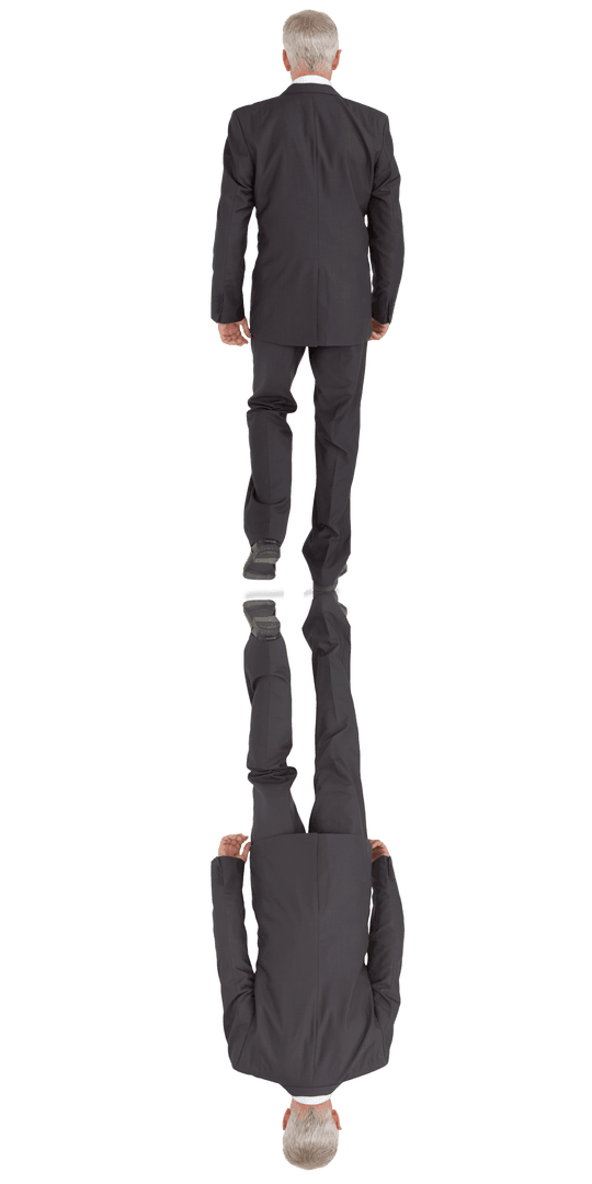 Back View of Businessman Walking with Transparent Background