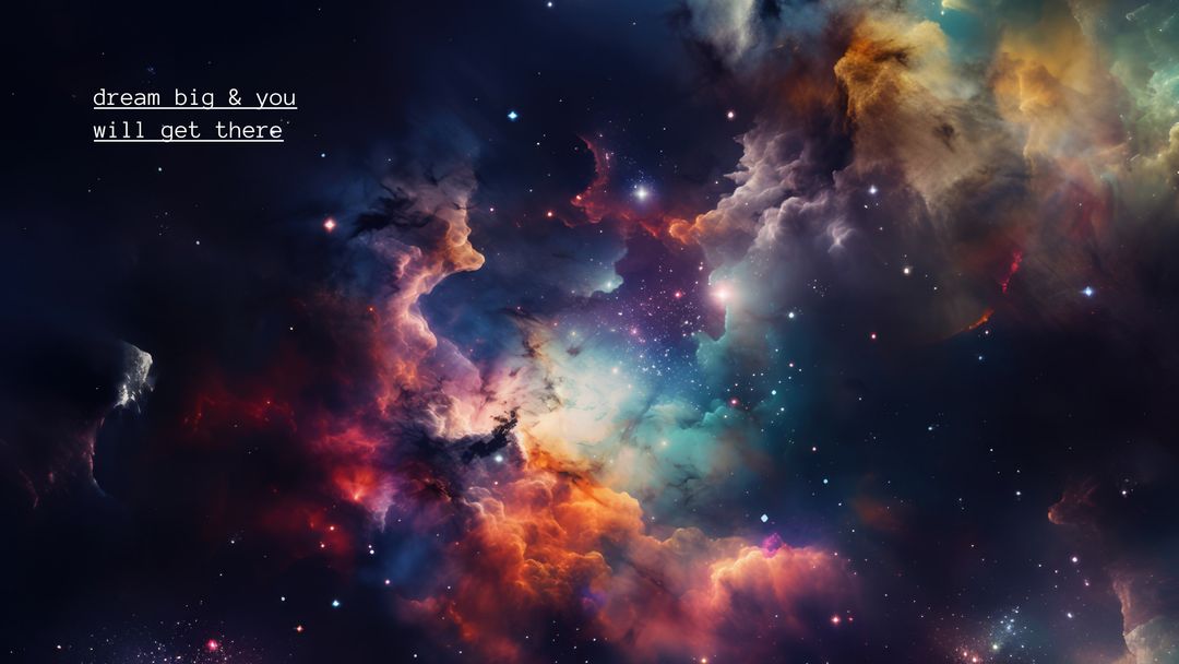 Dream Big Inspirational Cosmic Nebula with Motivational Message - Download Free Stock Templates Pikwizard.com