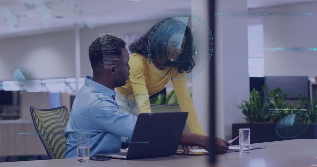 Professional Collaboration in Modern Office with Digital Interactivity