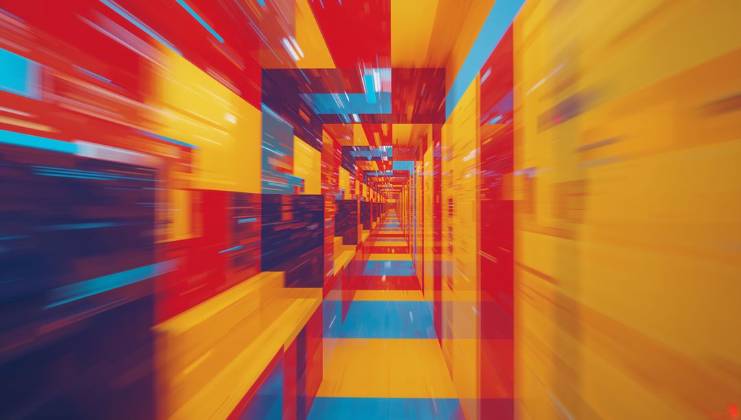 Tunnel of Vibrant Geometric Shapes Symbolizing Futuristic Innovation