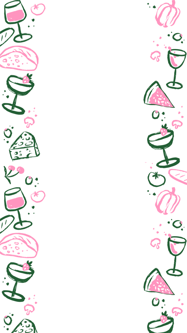Decorative Gourmet Food and Drink Doodle Transparent Border