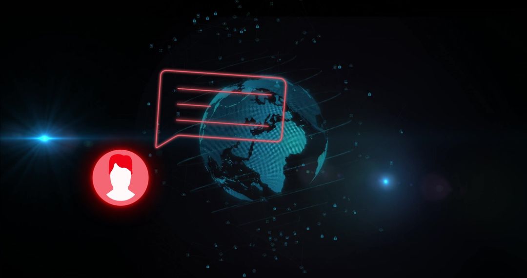 3D Digital Globe with Red Avatar Imagery in Cyber Network Space