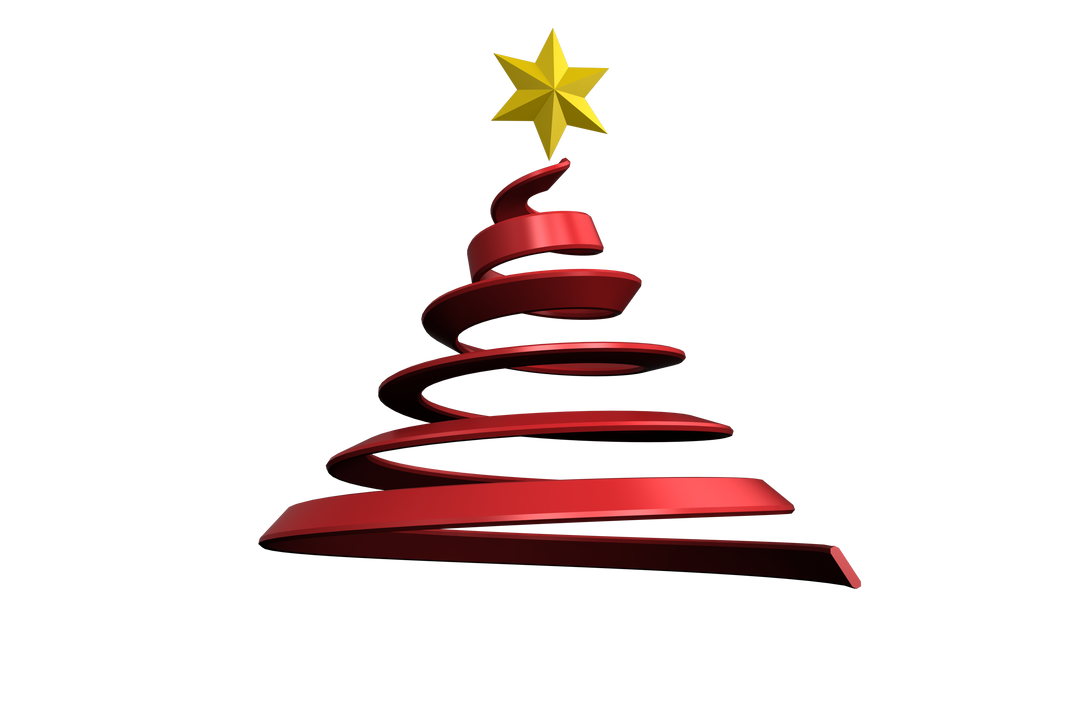 Modern Red Ribbon Christmas Tree on Transparent Background - Download Free Stock Images Pikwizard.com