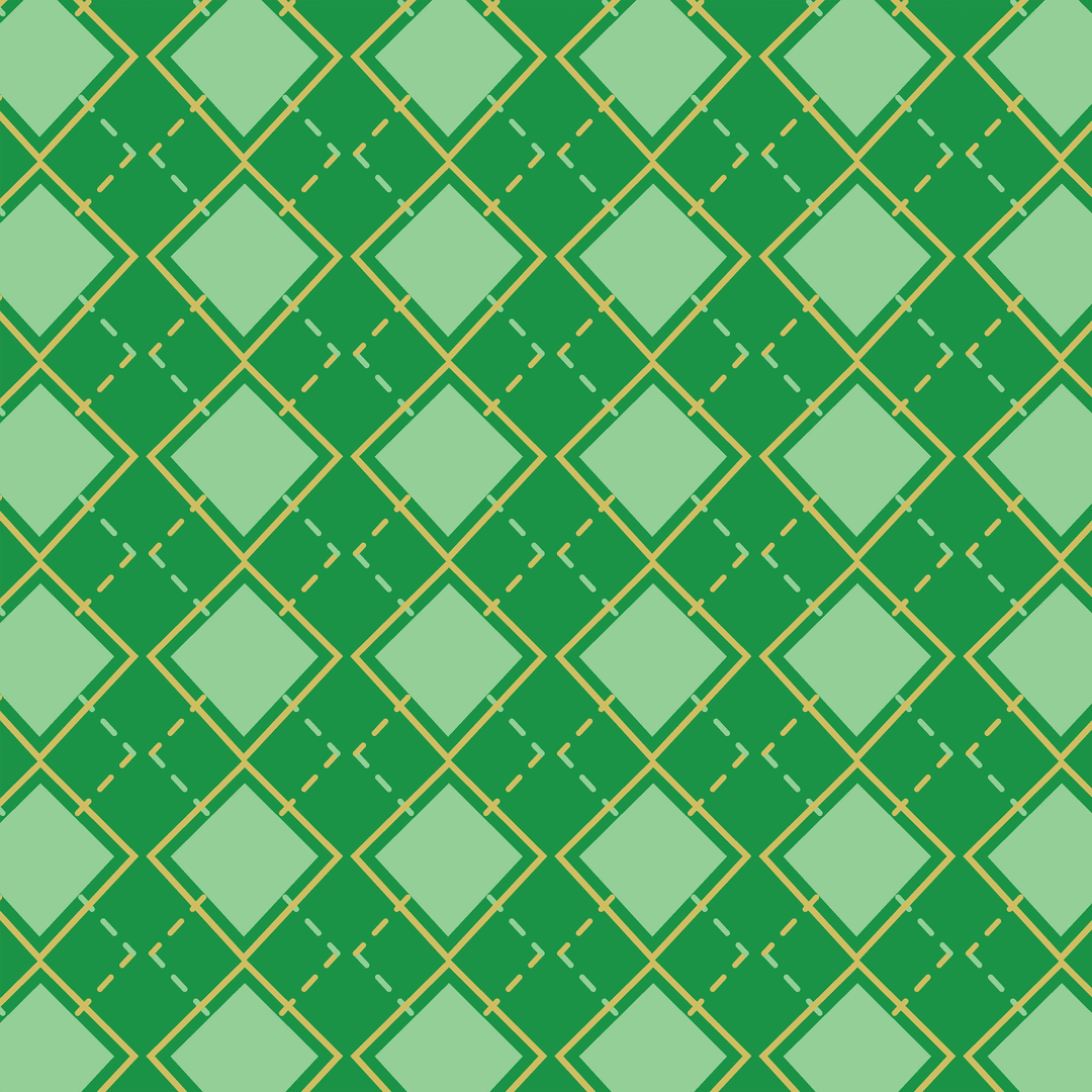 Repeat Pattern of Diamonds in Green and Yellow on Transparent Background