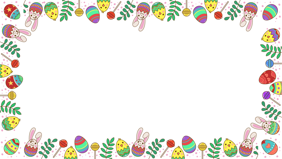 Easter Flat Design Transparent Border with Eggs and Bunnies