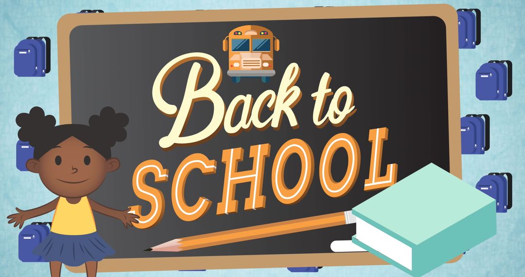 Back to School Concept with Blackboard and Cartoon Elements