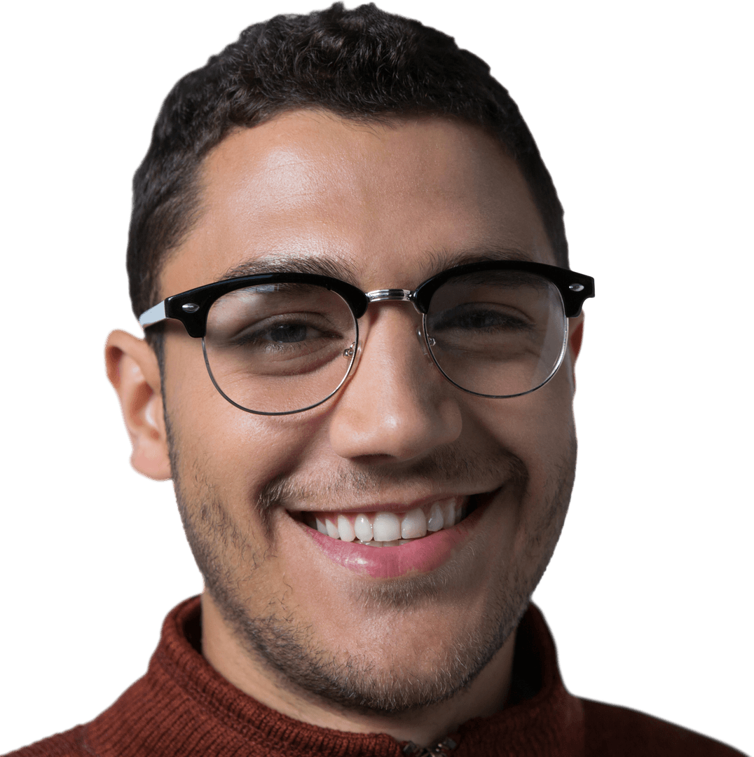 Transparent Background Smiling Man Wearing Glasses